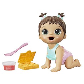 미국 아마존 정품++ Baby Alive Lil Snacks 인형 Eats and Poops 스낵 테마 20.3cm(8인치) 박스 몰드 장난감 브라운 헤어