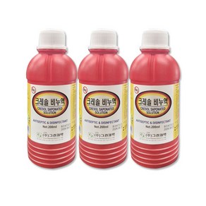 [세븐메디컬] 그린제약 크레솔비누액 200ml 유해동물 크레졸 소독약, 3개