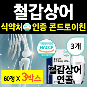 철갑상어 콘드로이친 1200 저분자 철갑상어연골 c6s 6형 콘도로이친 정 식약청 해썹 인증 60대 70대 건강식품, 3개, 60정