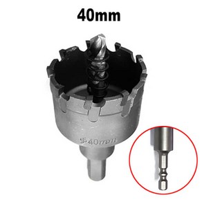 블랙불 육각 임팩 초경 홀쏘 기리 40mm 홀커터 홀컷터 구멍 관통 타입, 1개