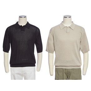 [백화점 선별상품] 레노마 S/S (한정수량) 블랙 면 메쉬 오픈 카라넥 반팔니트 2종택1 RQFMKT72A_NW_2 177754