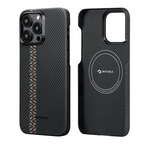 [PITAKA] iPhone 15 Po Max용 케이스 부직 600 D아라미드 섬유제 MagSafe 대응 MagEZ Case 4 초극박·초경량 카본풍 무선 충전 대응 미니멀리스트 심플 디자인(600 D 랩소디), MCI15-01100400-JP