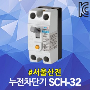 서울산전 누전 차단기 SCH-32 15A 20A 30A 국산 ELB ELCB 2P 2.5kA 30AF 누전용차단기 누전차단기 배전반 배전함 분전반 분전함 가정용 산업용, 누전 SCH-32 15A, 1개