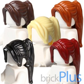 레고 헤어 페퍼 포츠 / 포니테일 스타일 Minifig Hai Female Ponytail Long with Side Bangs 62696, 레디시 브라운, 1개