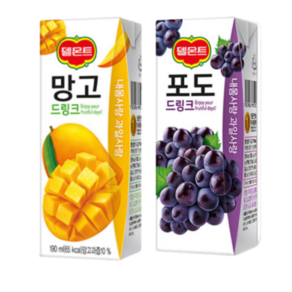 델몬트 드링크 190ml 망고x32팩+포도x32팩, 48개