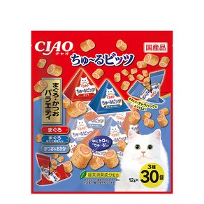 이나바 챠오 츄르비츠 30P 고양이간식, CS-205 참치&가다랑어 버라이어티, 12g, 30개