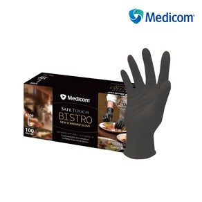메디컴 비스트로 식품용 니트릴 장갑 M 100매입 검정, 1세트, 중(M)