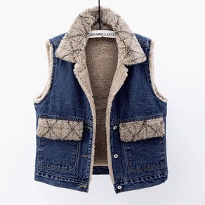 빅사이즈 여성 기모 데님 조끼 봄 가을 겨울 간절기 두꺼운 오버핏 여자 베스트 상의 22년 denim vest women JX1305