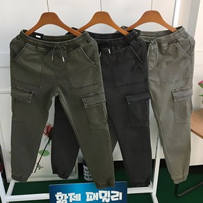 [황제패밀리] 겨울 두꺼운 융기모 카고조거 고급 워싱 밴딩 스판 기모바지 조거팬츠