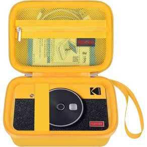 KODAK 미니샷용 휴대용 케이스 2 레트로 4PASS 2in1 인스턴트 디지털 카메라 포토 프린터 여행용 가방 프린트 보관 홀더 메쉬 포켓 핏 용지 케이블 옐로우, Yellow