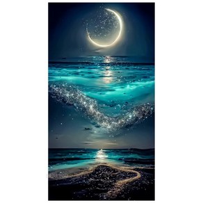 파파유 DIY 보석십자수 비즈 키트 40x70cm, 달빛 아래 밤바다70X40cm, 1세트