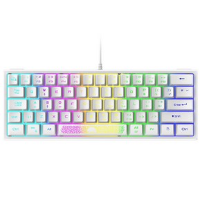 K61 RGB 유선 키보드 60% 62 키 인체 공학적 게임용 키보드 노트북 PC 용 초소형 미니 키보드 다중 모드, 하얀색, 하나, 하나