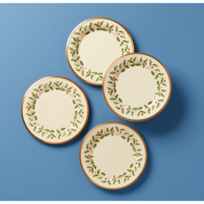 LENOX 레녹스 홀리데이 SALAD PLATES 4개 20.32cm, 아이보리