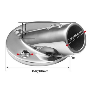 보트 핸드 레일 피팅 원형 직사각형 베이스 요트 난간 하드웨어, 1개, 5.30 Round Base