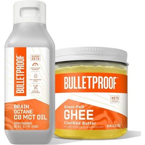 Bulletpoof Bain Octane Pemium C8 MCT Oil Non-GMO 코코넛 플러스 풀 먹인 Ghee Bundle 지속적인 에너지를 위한 케토 보충제 식, 1개