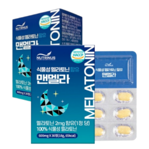 뉴트리너스 식물성 멜라토닌 수면조절 맨멜라 파스타치오 600mg x 30정x1, 1개, 30정