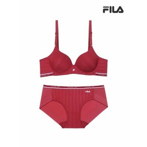 휠라 언더웨어 아카이브 엠보 나염 여성 버건디 브라 팬티 세트 FI4BAE1041FBUR 2SKU