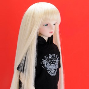 돌모아 구체관절인형 가발 MSD 42cm 뱅앞머리 롱 스트레이트 헤어 블론드 (7-8) Bangs + Straight (Blonde)