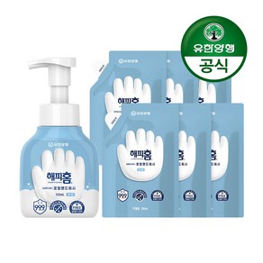 유한양행 [본사직영] 해피홈 SAFE365 핸드워시 용기형 350mL+파우치형 리필 200mLx6개 무향, 350ml, 1개