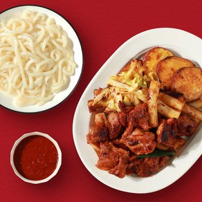 통닭다리살 순살 춘천닭갈비 1kg x 2팩 + 소스 1봉 + 우동사리, 1개