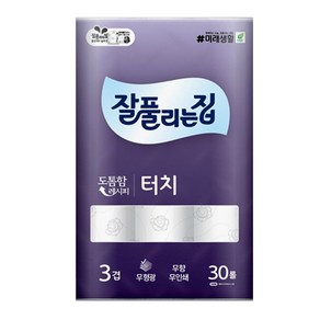 잘풀리는집 깨끗한 3겹데코 터치 25M 30롤 롤화장지 고급롤화장지(3겹이상) 25m, 30개입, 1개