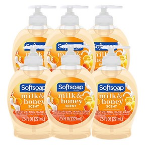 Softsoap 소프트솝 모이스처라이징 액체 손비누 밀크 허니향 221ml x 6개 팩