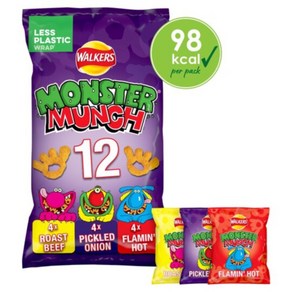 12개입 워커스 몬스터 먼치 뭉크 멀티팩 3가지맛 Walkers Monster Munch Multipack