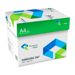 삼성물산 프리미엄 그린 A4용지 복사용지 75g 1박스 2500매, 단일사이즈