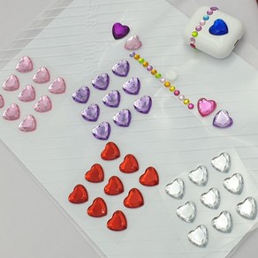 다꾸스티커 9P 스티커 하트 보석스티커 큐빅스티커 폴꾸 입체스티커 보석 꾸미기 다꾸 연핑크, 상세페이지 참조, 1개