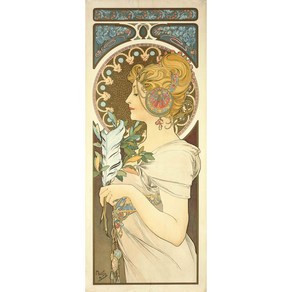Feathe 아트포스터 감성선물 무하, 그림만(소프트벨벳텍스쳐), 21x50.48, 1개
