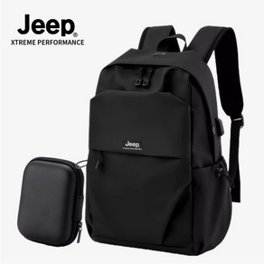 JEEP xteme pefomance 지프 대학생 백팩 가방 16인치 노트북 책가방 여행용 백팩 방수 가벼운 경량, 블랙, 1개