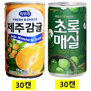 초록매실 180ml(30캔) + 참맑은 제주감귤 175ml(30캔), 60캔