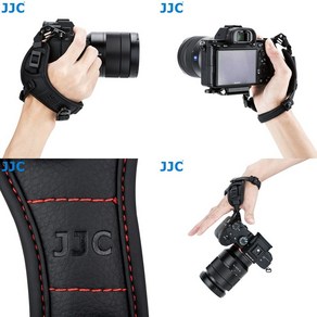 JJC 퀵 릴리즈 카메라 가죽 손목 DSLR 핸드스트랩 HS-ML1M 레드 스티치, 1개