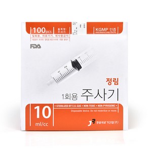 정림의료기산업 정림주사기 10cc 무침, 1개