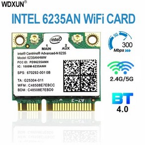 인텔 센트리노 어드밴스드 N 6235 6235 ANHMW 와이파이 블루투스 40 하프 미니 PCIE 6235AN 카드 80211 Abgn 24G50GHz 300M PCIE