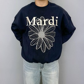 국내매장판 마르디 메크르디 플라워마르디 니들워크 자수 맨투맨 네이비/크림 FLOWERMARDI NEEDLEWORK NAVY CREAM