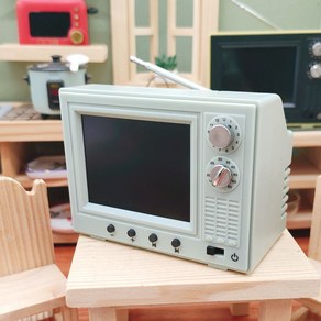 미니어쳐 TV 실제작동 3컬러 텔레비전 작동 미니어처, C. 그린