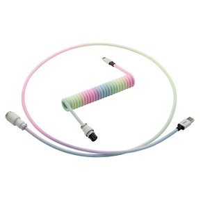 CableMod Po Coiled 항공 키보드 케이블 (1.5m 레인보우), 1개