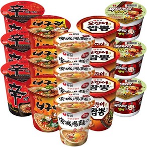 농심 컵라면 소컵 5종 모음(각 3개씩) 신라면+너구리+안성탕면+오징어짬뽕+짜파게티 범벅, 1세트