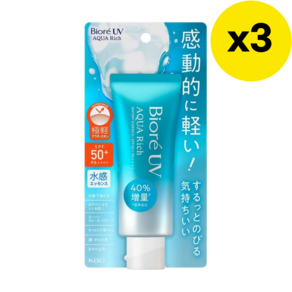 [대용량] 비오레 UV 아쿠아 리치 워터 리 에센스 85g (일반 제품의 1.7 배) 선크림 SPF50 + / PA ++++, 3개, 70g