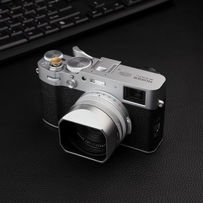 fujifilm Haoge LH-X54W 정사각형 금속 렌즈 후드 49mm 어댑터 링 포함 후지 필름 X100V 카메라 용 실버