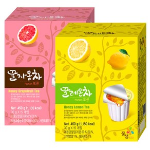 꽃샘 레몬차 포션 15T+자몽차 포션 15T, 450g, 30g