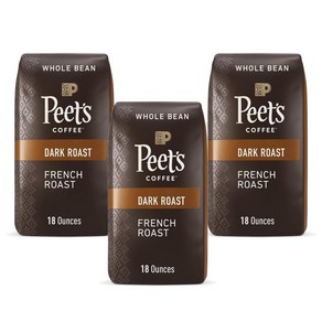 Peet's Coffee 피츠커피 프렌치로스트 홀빈 510g x3봉 Fench Roast Dak Whole Bean, 3개