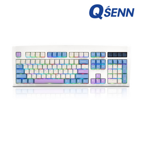 QSENN DT35 104 PBT 풀윤활 가스켓 유무선 기계식 키보드, DT35 104 PBT 오테뮤 저소음 크림옐로우 PRO, 0 화이트