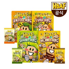 [HBAF] 바프 시즈닝 아몬드 미니 15봉 세트 (20gX15봉) 4종 택1, 미니 3가지맛 아몬드 15봉 (20gX15봉), 300g, 1개