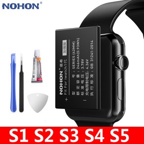 NOHON Apple Watch 배터리 애플 워치 1 2 3 4 5 시리즈 42mm 자가수리 배터리 iWatch S1 S2 S3 GPS LTE S4 S5 38mm 40mm 배터리, S4 40mm