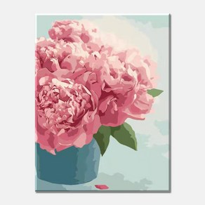 diy 명화그리기 함박꽃 화분 물감2배 모란 목단 40X50 아크릴 유화 색칠하기 그림 인테리어 액자, 1개