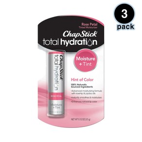 Chapstick 챕스틱 토탈 하이드레이션 모이스처 틴트 로즈 페탈 립밤 3.5g 3개