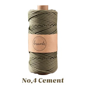 3.5mm 65yad무광 폴리에스터 브라우니 코드 굵은뜨개실 주얼리 가방매듭끈, 04. Cement, 1개
