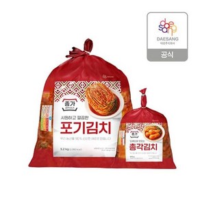 종가 종가집 중부식 포기김치 5.2kg + 총각김치 850g, 2개